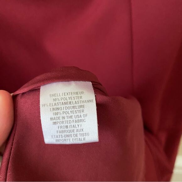 Milly | Bordeaux Italian Cady Nina Crepe Dress Off Shoulder Burgundy Red Size 2 - Picture 8 of 8